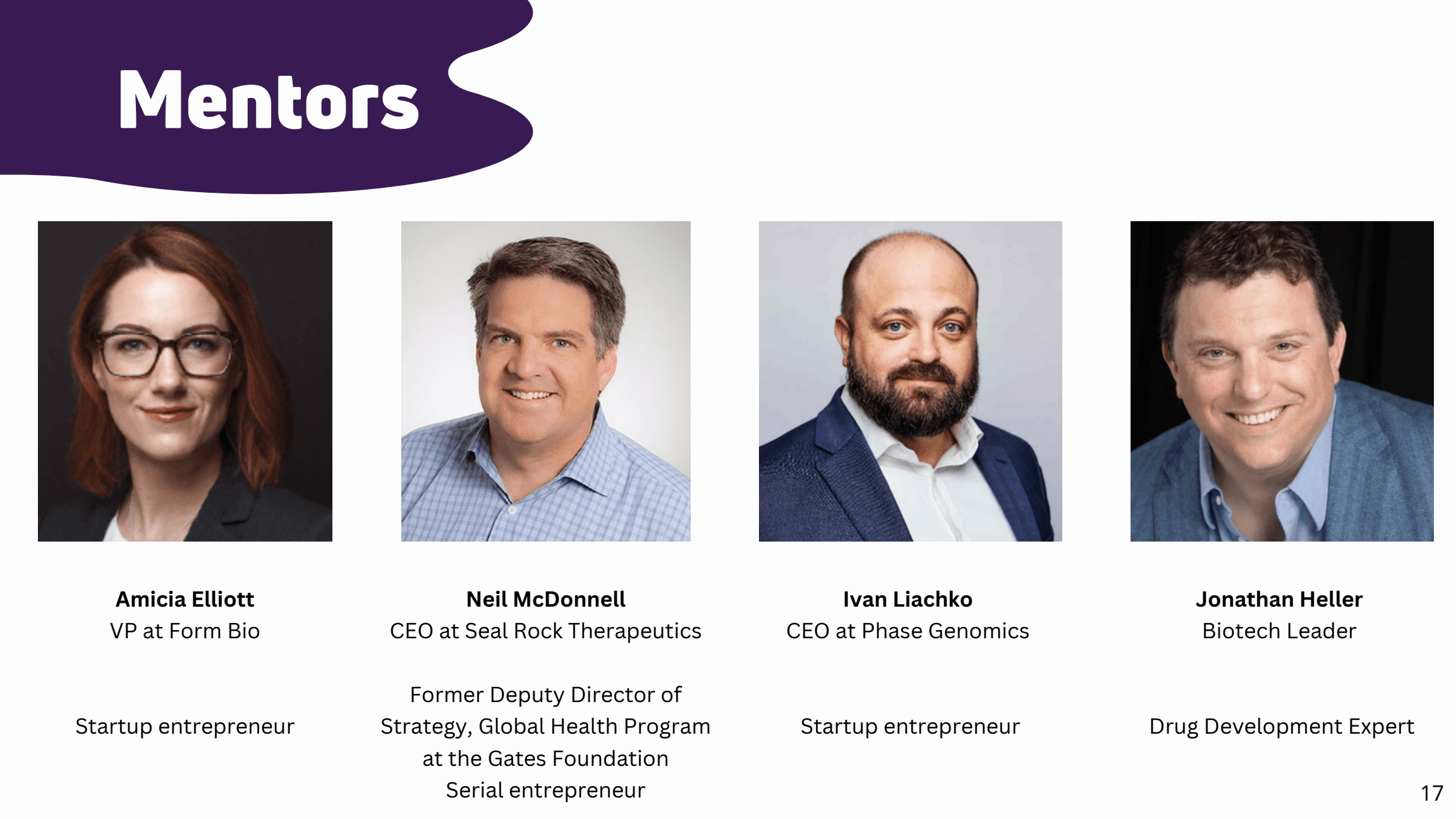 TheraT pitch slide 17: Mentors.