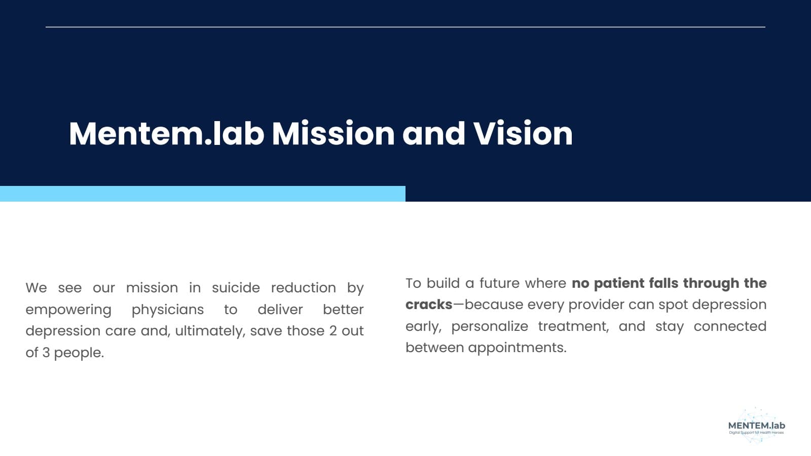 AI Ignite 2025 slide 3: Mentem.Lab mission and vision.